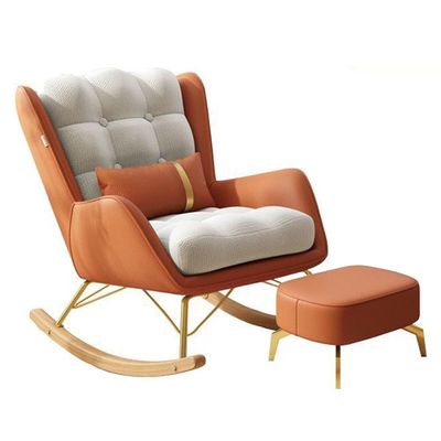 FZZIBQYR Mid-Century Upholstered Rocking Chair with Lumbar Pillow