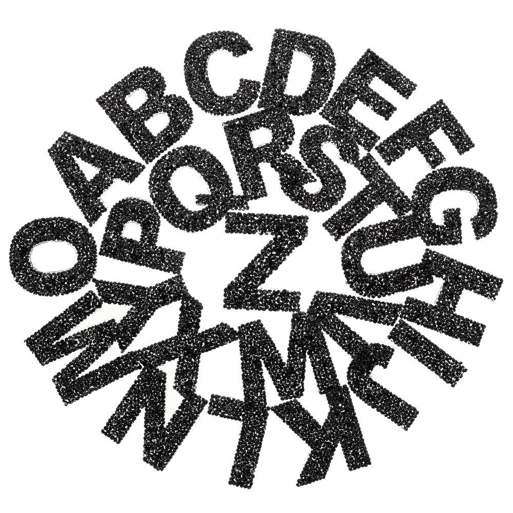 VILLFUL 26-Piece Self-Adhesive Black Rhinestone Letter Stickers