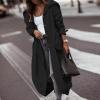 Beokeuioe Women's Lightweight Long Black Hooded Windbreaker Trench Coat view 2