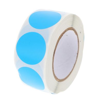 Blue Round Label Stickers, Roll of 500 Paper Labels