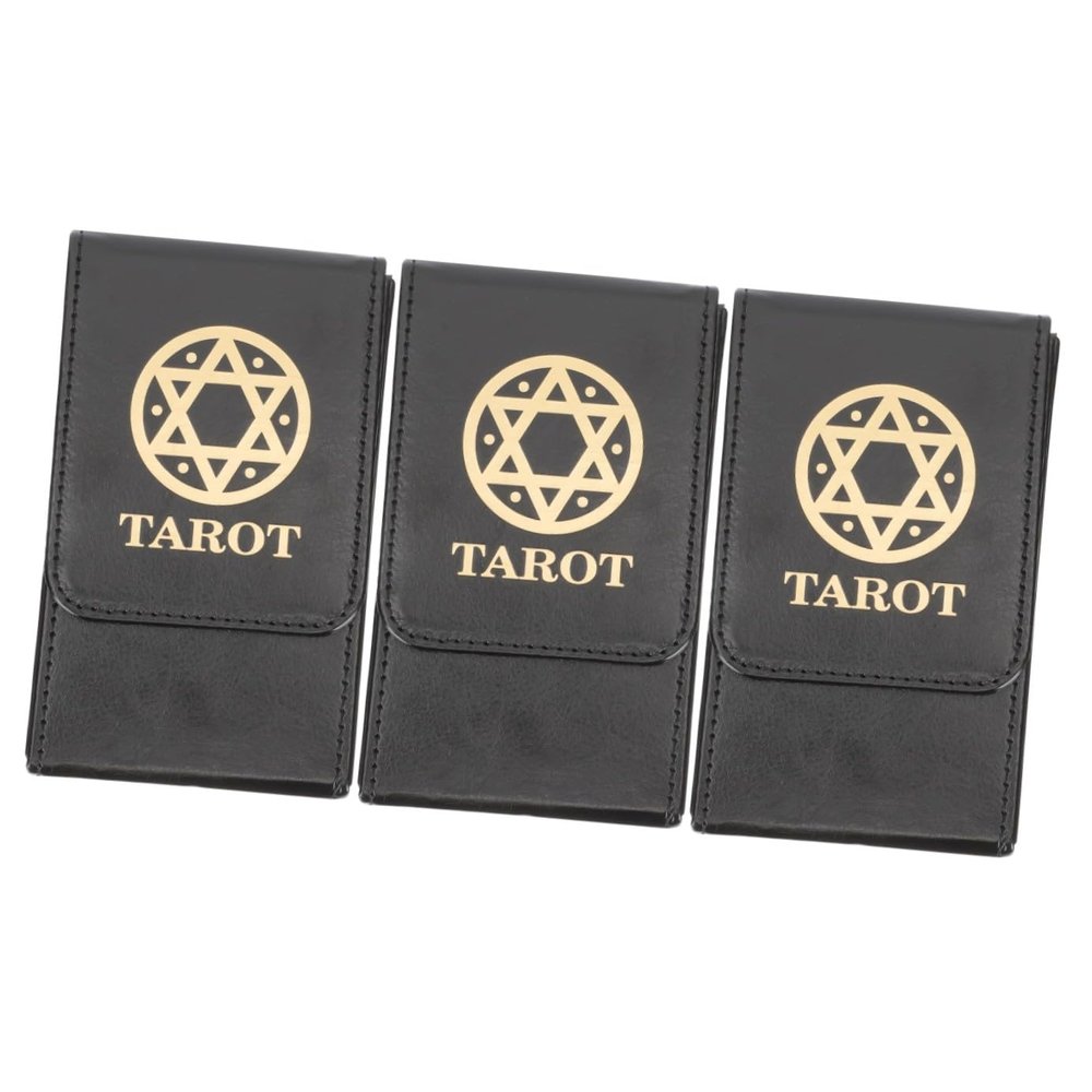 GALPADA 3-Piece PU Tarot Card Storage Box
