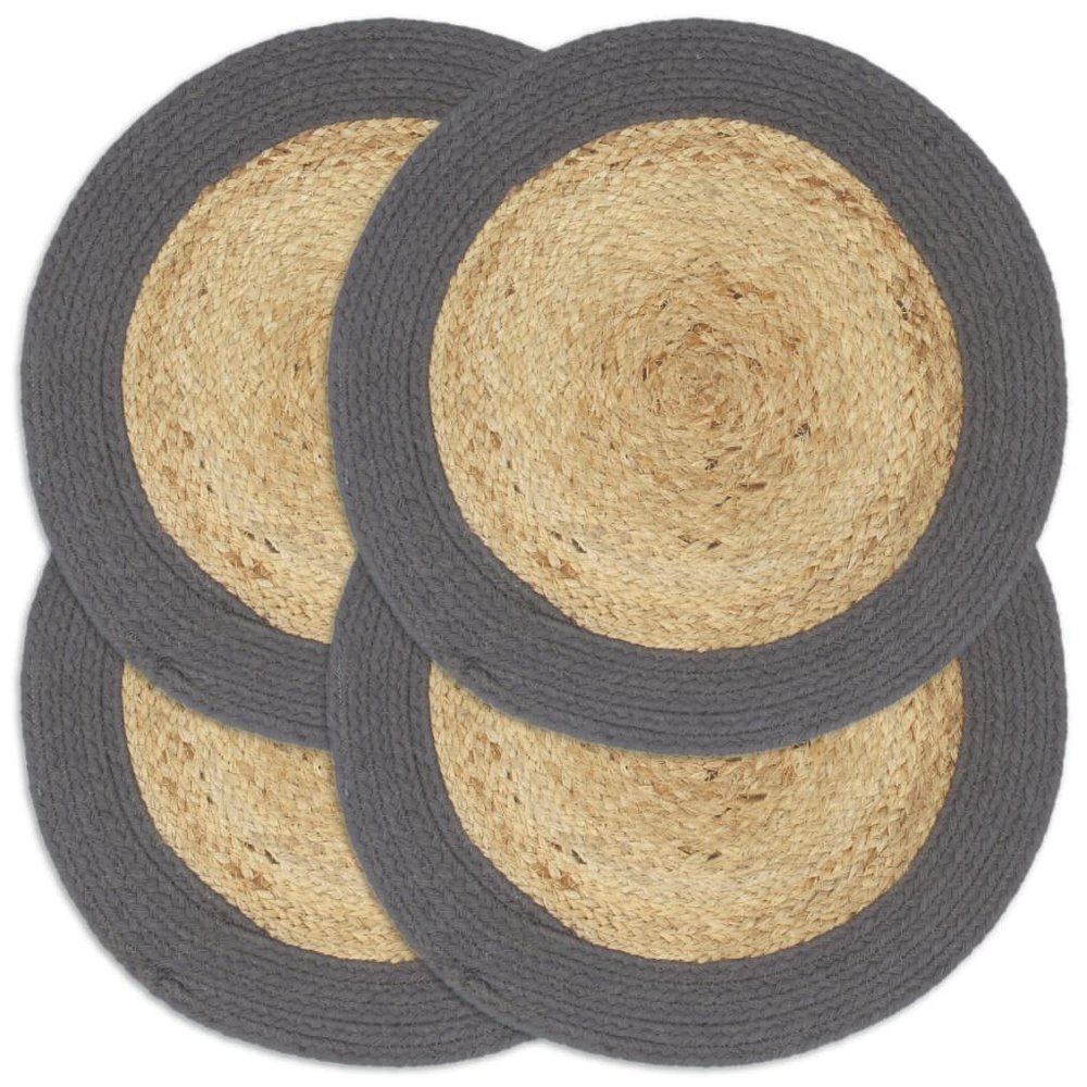 LXYZWRW Linens & Bedding Placemats, Set of 4, Natural and Anthracite, 38 cm, Jute and Cotton