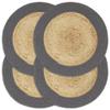 LXYZWRW Linens & Bedding Placemats, Set of 4, Natural and Anthracite, 38 cm, Jute and Cotton view 1