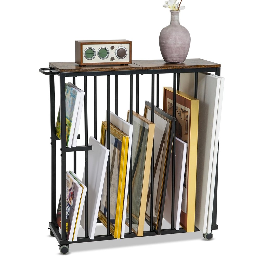 Large Art Storage Rack with Wheels for Canvas and Artwork