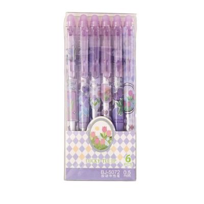 Joucien Flower Series Erasable Gel Pens, 6-Pack, 0.5 mm, Black