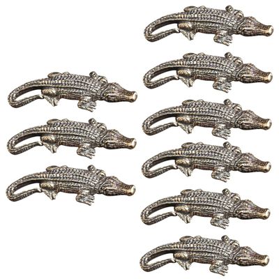 KONTONTY 9-Piece Crocodile Ornament Keychain Set, Mini Alligator Pendants, Brass