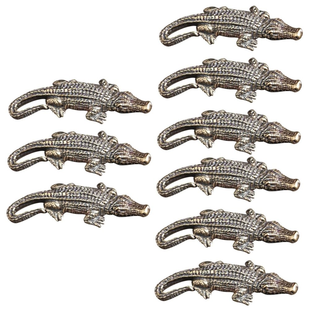 KONTONTY 9-Piece Crocodile Ornament Keychain Set, Mini Alligator Pendants, Brass