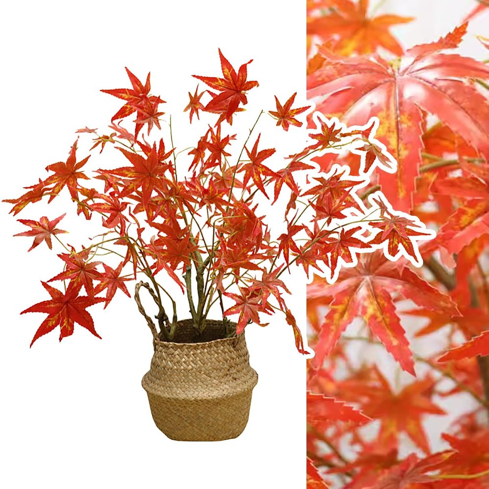 Elitix Artificial Red Japanese Maple Bonsai Tree with Planter, 60 cm