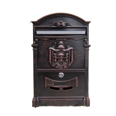 Wall-Mounted Lockable Metal Mailbox, Vintage Style, Large Capacity, Red Antique Copper