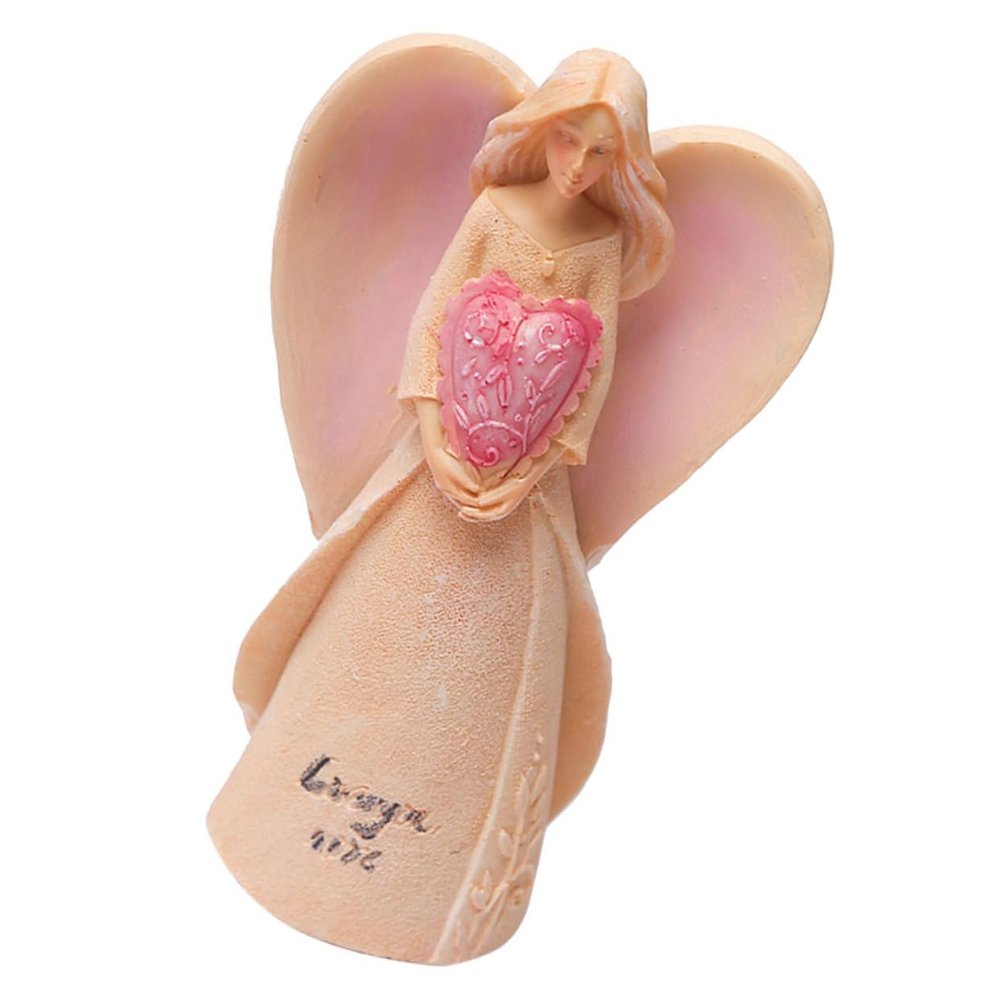 HANABASS Resin Angel Statue with Heart for Tabletop, Decorative Home Figurine