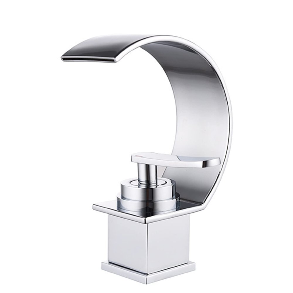 KIUYDHGD Bathroom Waterfall Basin Faucet, Brass, Hot/Cold Water, Gold (Nero)