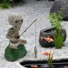 Mini Skull Figure Halloween Gothic Decor, Resin Skeleton Fisherman Sculpture (Style C) view 1