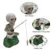 Mini Skull Figure Halloween Gothic Decor, Resin Skeleton Fisherman Sculpture (Style C) view 3
