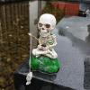 Mini Skull Figure Halloween Gothic Decor, Resin Skeleton Fisherman Sculpture (Style C) view 4