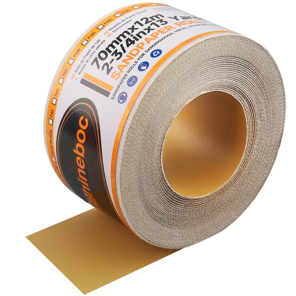 Shineboc 600-Grit Hook-and-Loop Mesh Sanding Roll, 70 mm x 12 m, for 70 mm Hand Sanders