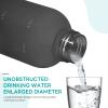 Motivational Sports Water Bottle, 1,000 ml, Time Markings, Leakproof, BPA-Free, with Shoulder Strap, Matte Black view 4