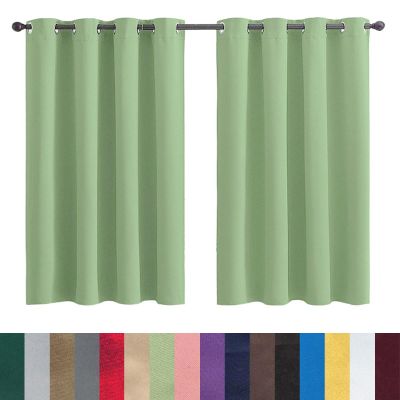 GAIFNAG Blackout Curtain, 180 x 90 cm, Thermal-Insulating Linen Look, Light Green