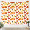 feelingyou Autumn Pumpkin Wall Tapestry, Watercolor Plants and Maple Leaves, Boho Red Mushroom Plaid Polyester Wall Hanging, Small Size view 1