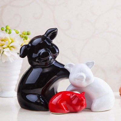 3-Piece Ceramic Pig Ornaments, Decorative Collectible Sculptures