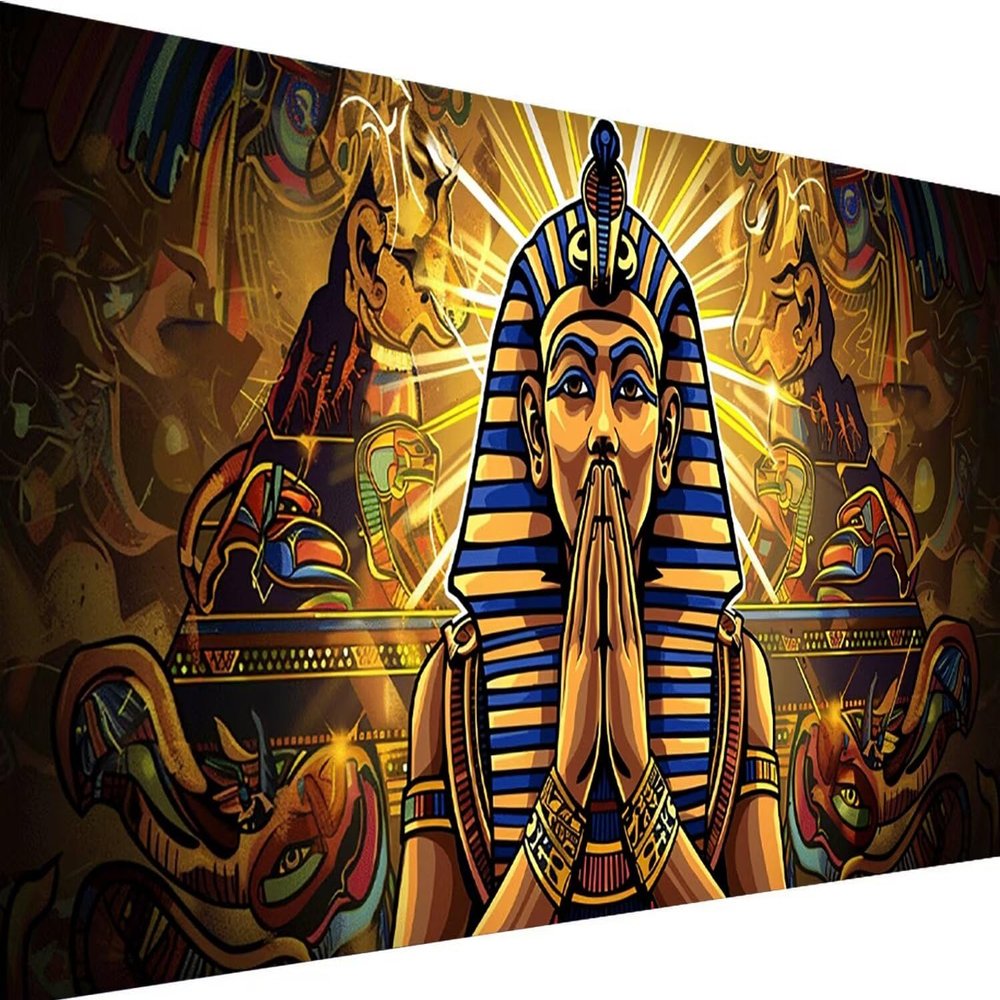 5D Diamond Painting Egyptian Pharaoh Pyramid, 80 x 160 cm, DIY Wall Decor