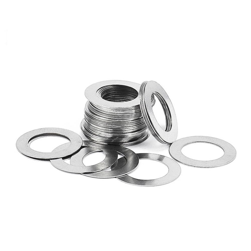 50-Piece 8 mm ID × 12 mm OD × 0.2 mm Ultra-Thin 304 Stainless Steel Flat Washers