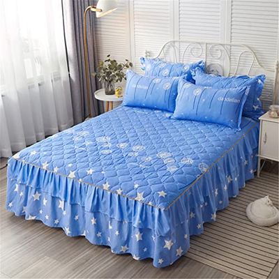 Extra-Deep Ruffled Bed Skirt, Microfiber Fitted Sheet, 200 x 220 cm