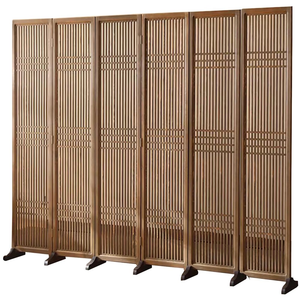 10-Panel Folding Wooden Room Divider with Detachable Base, 200 cm Tall