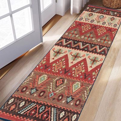 Siunwdiy Red Moroccan Runner Rug, 80 x 150 cm, Non-Slip, Washable