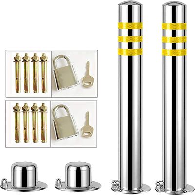 MekUk Stainless Steel Security Bollards, 2-Pack