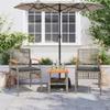 HEFZGDB 3-Piece Bistro Set with Cushions, Gray Poly Rattan and Acacia Wood view 3