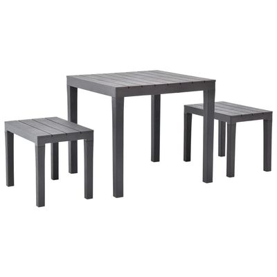 HEFZGDB Brown Plastic Garden Table Set with 2 Benches