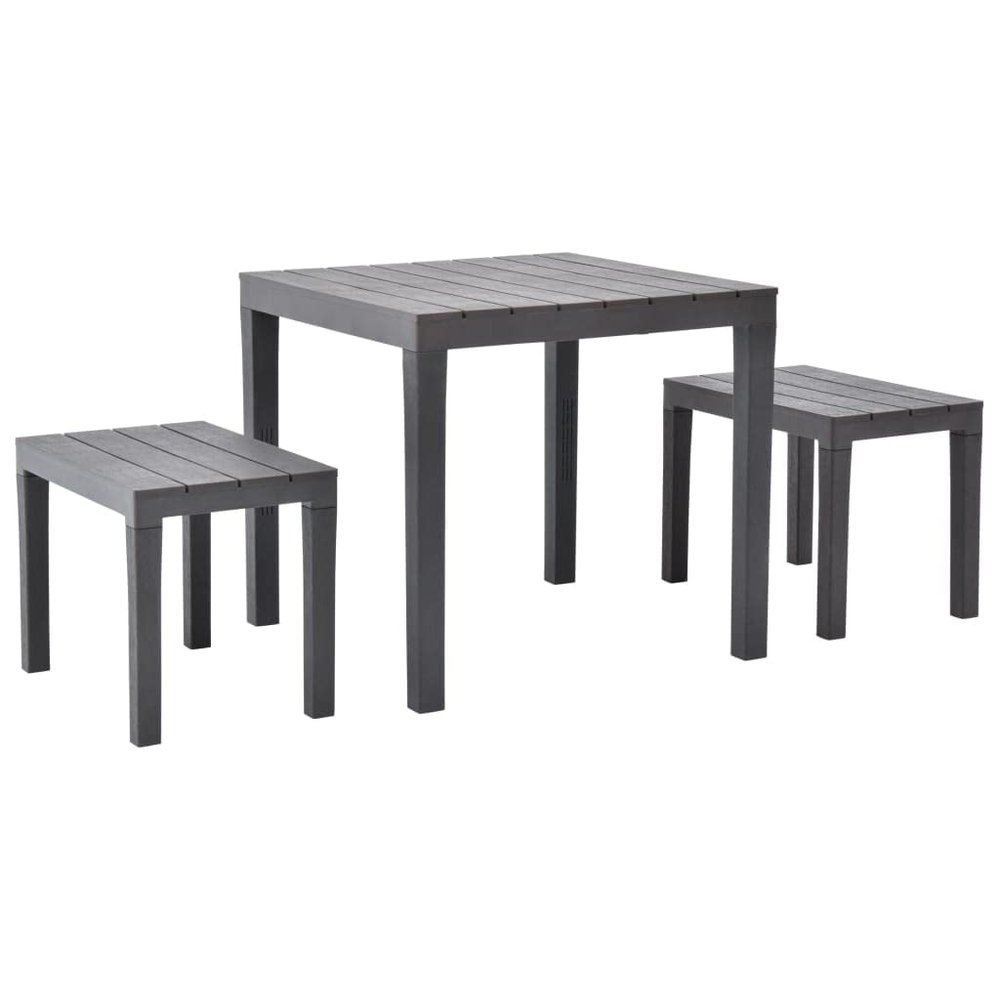 HEFZGDB Brown Plastic Garden Table Set with 2 Benches