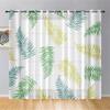 Highdi Tropical Leaf Voile Curtains with Grommets, 2-Piece Set, W132 x H182 cm, Nordic Leaves view 2