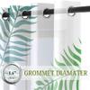 Highdi Tropical Leaf Voile Curtains with Grommets, 2-Piece Set, W132 x H182 cm, Nordic Leaves view 3