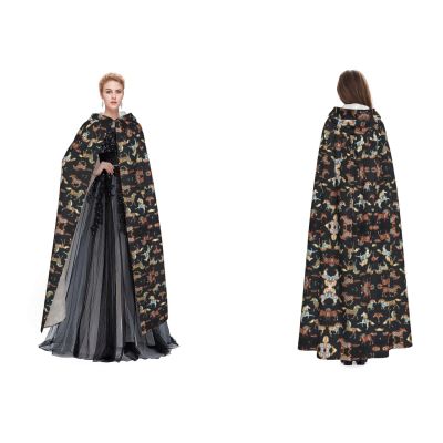 LPWTYCBV Brown Hooded Cloak with Horse Motif, Perfect for Halloween and Costume Parties