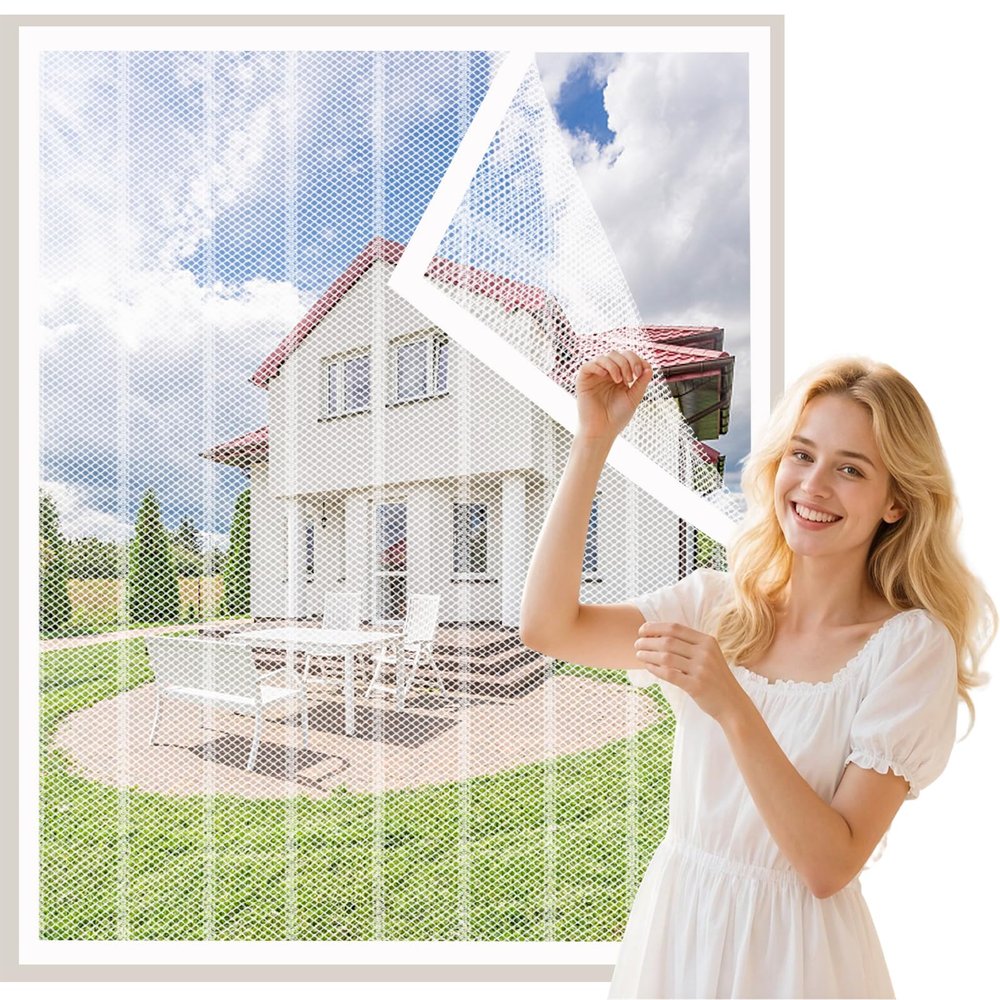 FYHDSH Self-Adhesive Window Insect Screen, White, 190 x 240 cm