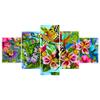 Generish Diamond Painting for Adults, Flowers and Butterfly, 5-Piece 5D Pentaptych, XXL, Full Round Drills, 100 x 50 cm view 1