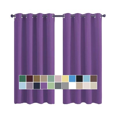 CHENG Blackout Eyelet Curtain Panels, Thermal Insulating, 200 x 200 cm (H x W), Violet, 2-Piece Set