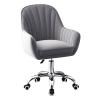 Accent Vanity Chair, Velvet Ergonomic Height-Adjustable Home Office Swivel Chair, Gray view 1