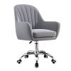 Accent Vanity Chair, Velvet Ergonomic Height-Adjustable Home Office Swivel Chair, Gray view 2