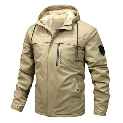 SRZYMJ Long Warm Waterproof Men's Winter Coat with Thick Fleece Lining