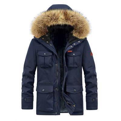 SRZYMJ Men's Winter Jacket Parka Thick Plush-Lined Winter Coat Green Transitional Casual Outdoor Jacket