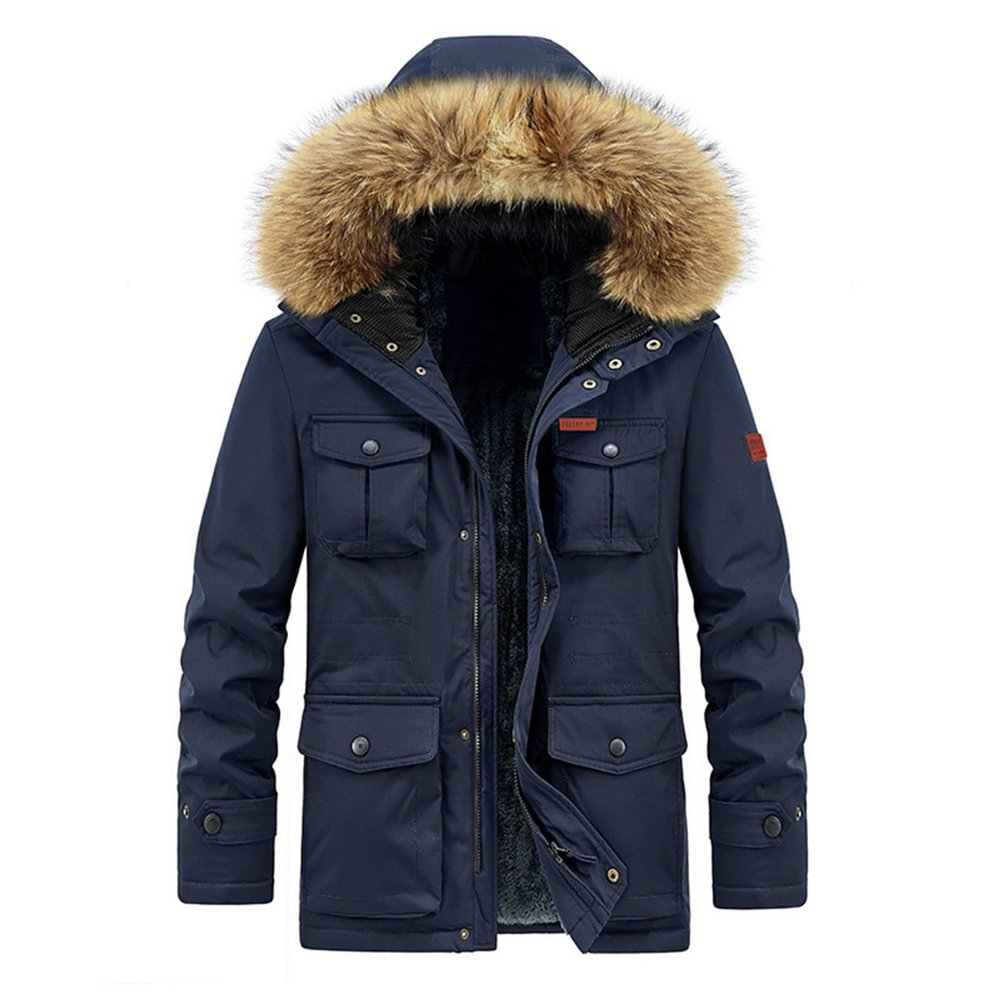 SRZYMJ Men's Winter Jacket Parka Thick Plush-Lined Winter Coat Green Transitional Casual Outdoor Jacket