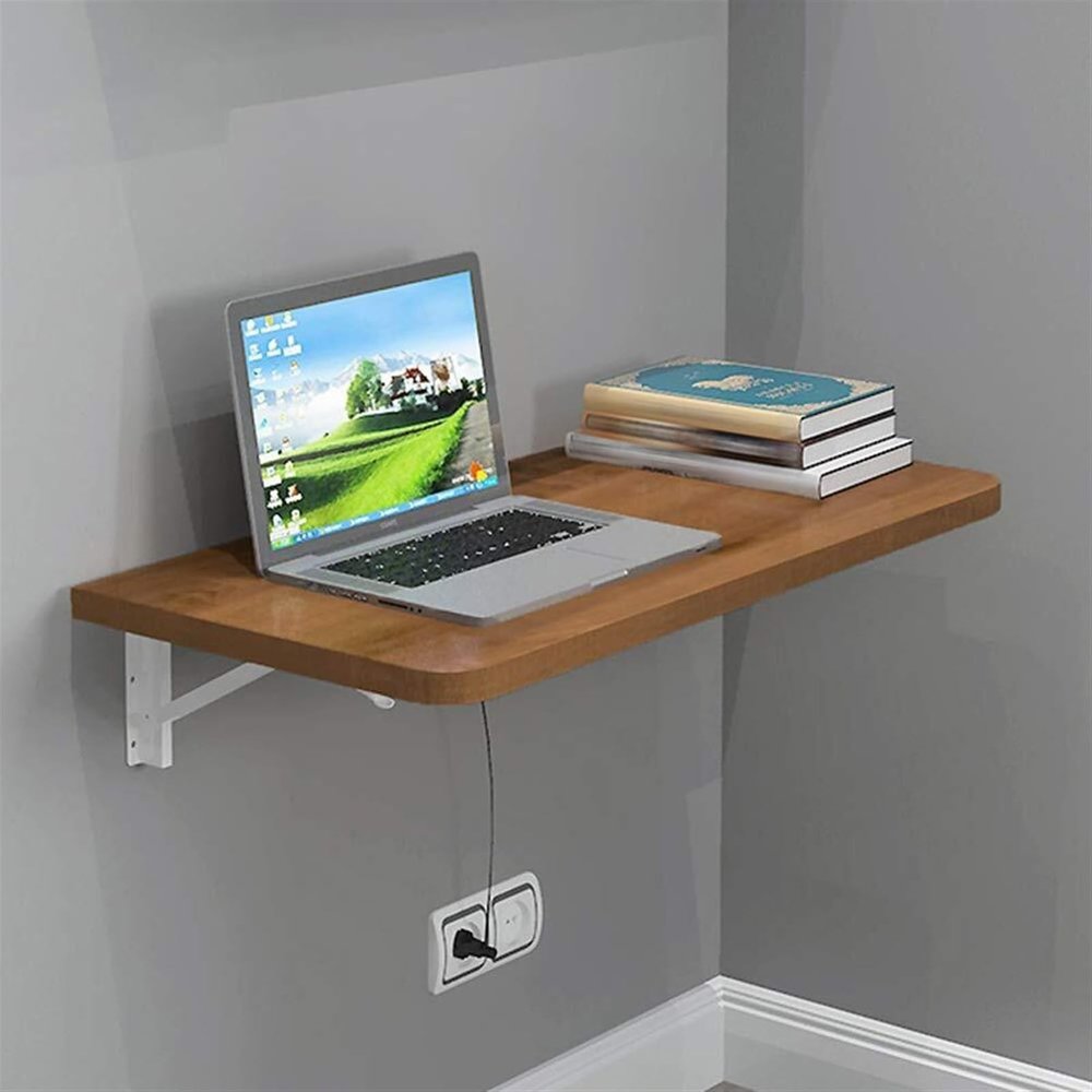 JAVYPPT Wall-Mounted Folding Table with Drop Leaf, Brown, 100 cm