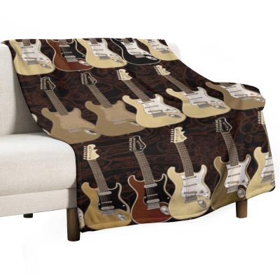 Soft Flannel Throw Blanket, 30 x 50 in, Guitar Pattern