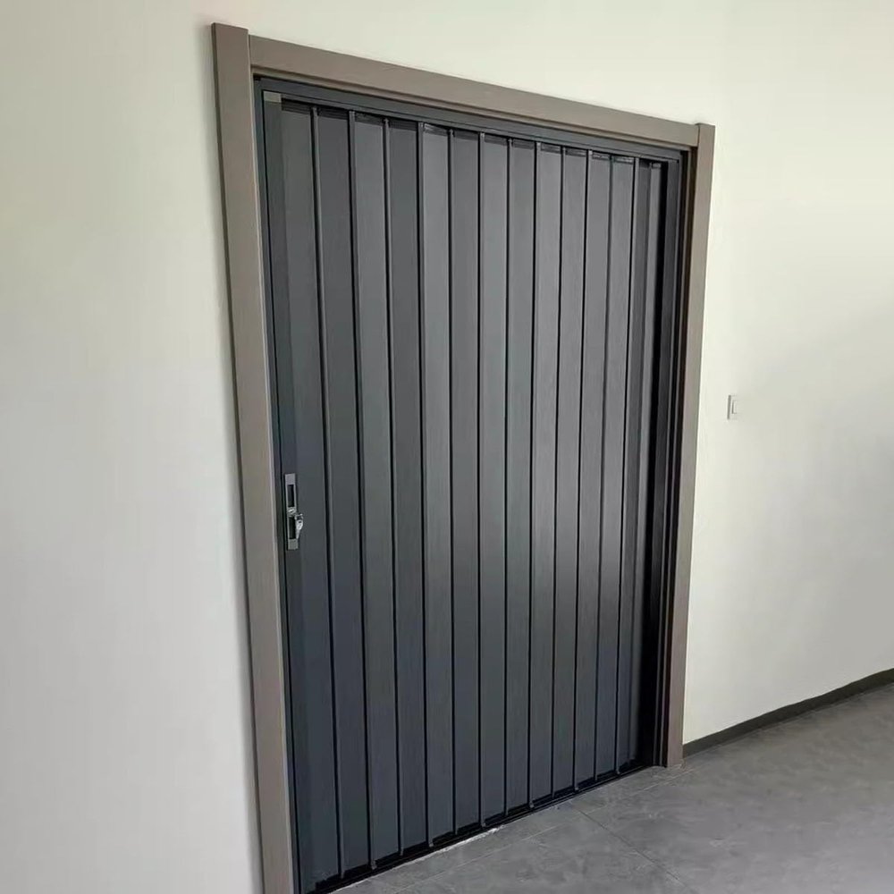 Folding Aluminum Partition Door with Lock and Keys, 30/32/34/36/38/40/42/46/48 in Wide, Double-Folding Sliding Privacy Door for Cabinets