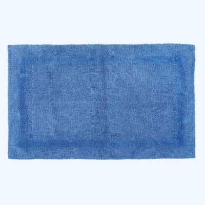 Homescapes Large Blue Bath Mat, XXL 70 x 120 cm, Premium Cotton Reversible Bath Rug