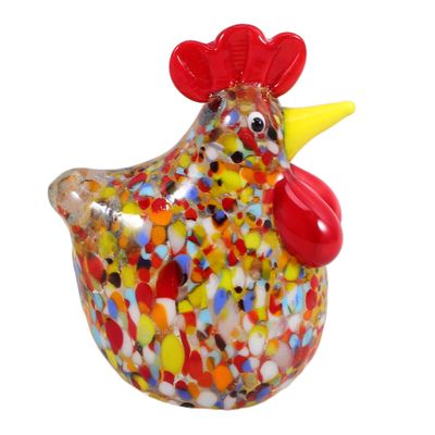 BCOATH Handmade Decorative Glass Chicken Ornament for Tabletop and Housewarming Decor