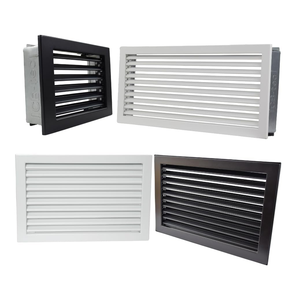 Cold Air Ventilation Grille for Fireplace/Stove, Fixed, 20 x 20 cm, Black