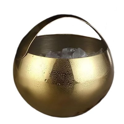 ENSDIEPLS Stainless Steel Ice Bucket with Carry Handle, 2 L, Gold